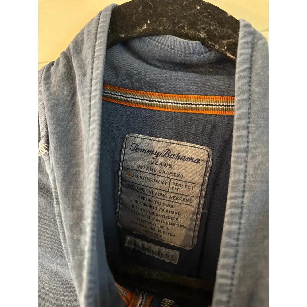 Tommy Bahama Men’s Half Zip Sweatshirt Blue Sizd XL Island Crafted Modern Fit